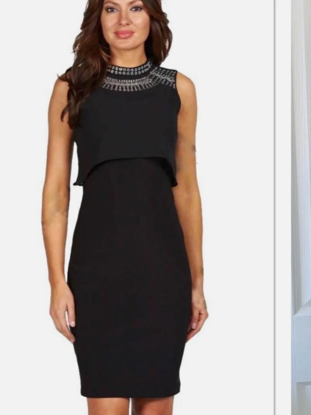 FRANK LYMAN Black Dress With Studded Neckline 4